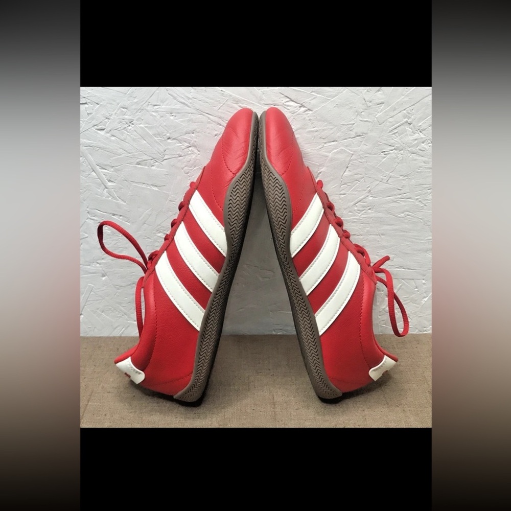 Excellent Adidas Grand Court Lo Women's 8.5 Sneakers Red Leather & White Stripes - Picture 8 of 12